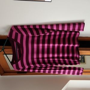 Eddie Bauer long-sleeve shirt, size medium, dark and light pink stripes.